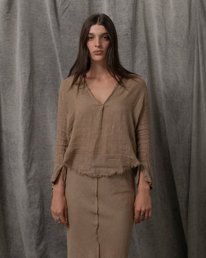 Sofia Blouse Linen Antique Gold