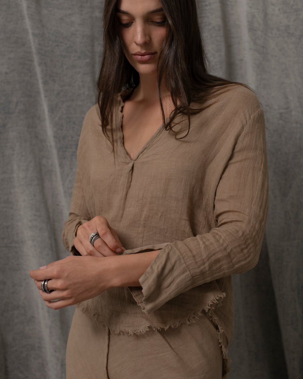 Sofia Blouse Linen Antique Gold