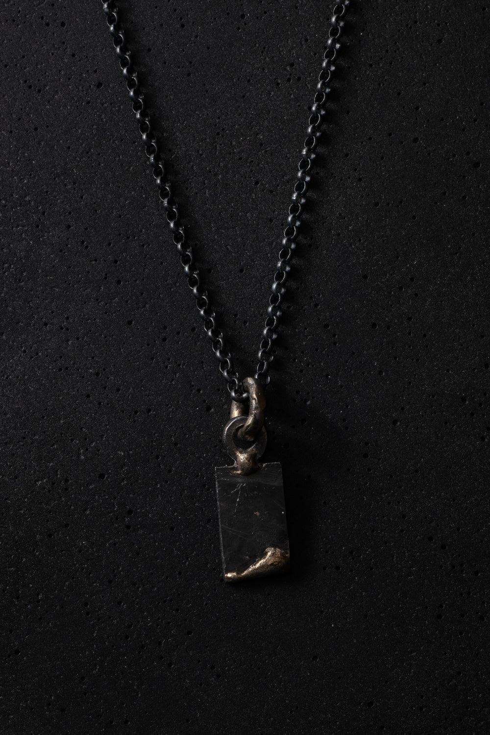 Bronze Dipped Tag w/ Oxidised Silver Chain