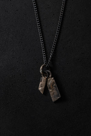 Double Tag w/ Oxidised Silver Chain