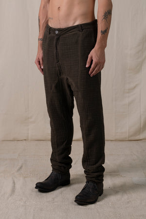 Front Panel Pants Cotton Brown