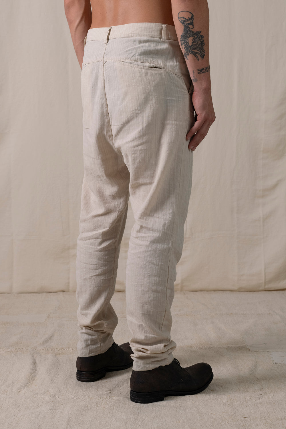 Front Panel Pants Cotton Linen Sand