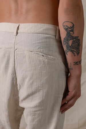 Front Panel Pants Cotton Linen Sand