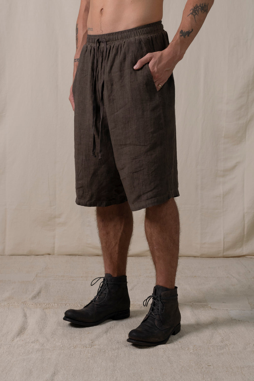 Linen Shorts Brown