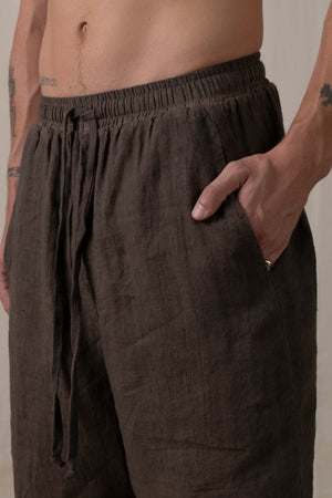 Linen Shorts Brown