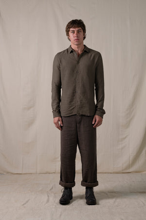 Regular Shirt Cotton Linen Brown