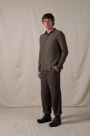 Regular Shirt Cotton Linen Brown