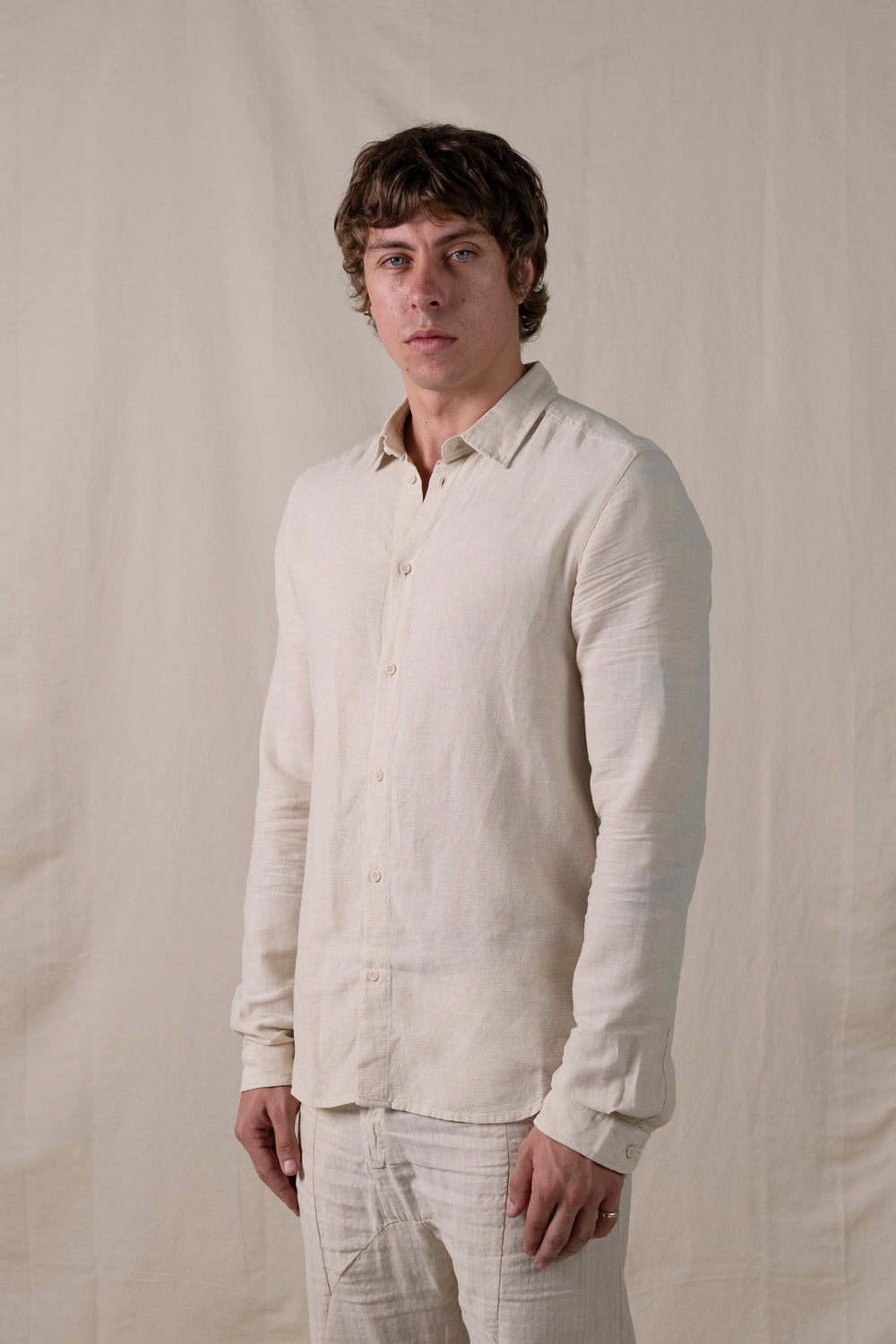 Regular Shirt Cotton Linen Sand