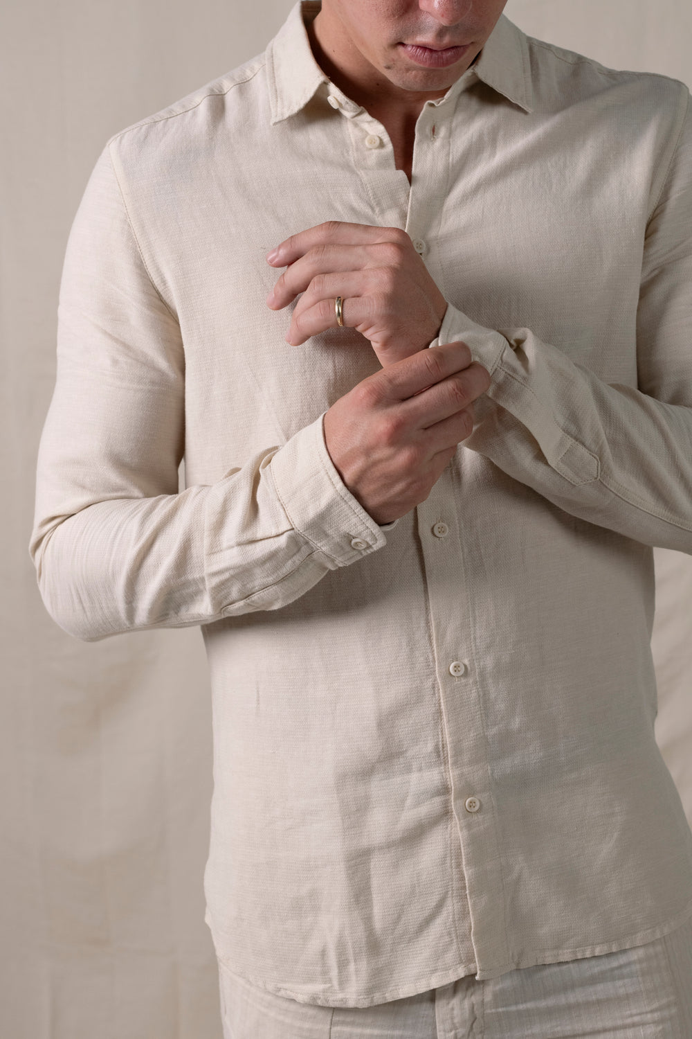 Regular Shirt Cotton Linen Sand