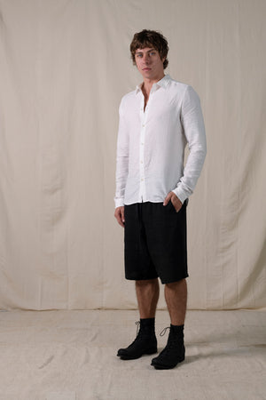 Regular Shirt Cotton Linen White