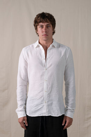 Regular Shirt Cotton Linen White