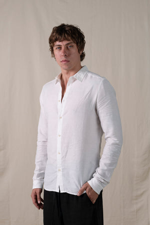 Regular Shirt Cotton Linen White