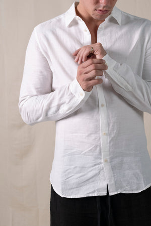 Regular Shirt Cotton Linen White