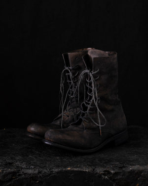 Womens High Lace Up Boot Dark Grey Brown