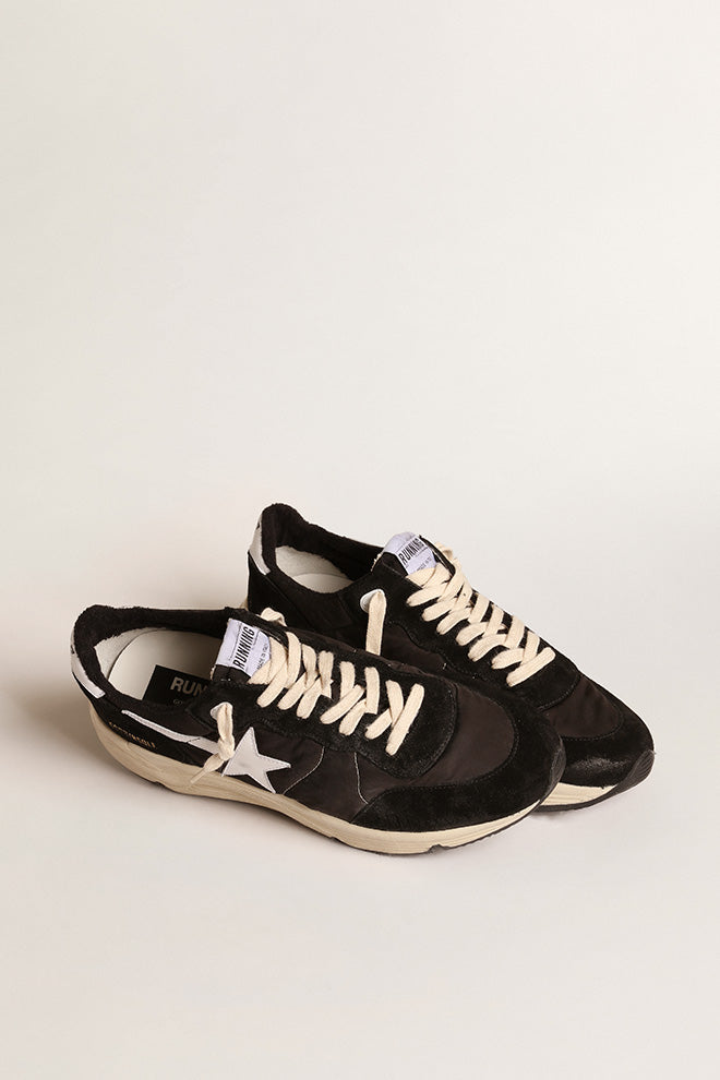 Running Sole Nylon Upper Suede Toe and Leather Star Black / White