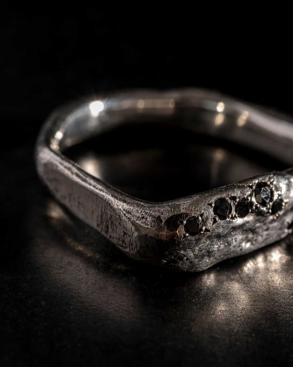 Black Diamonds Plate Ring