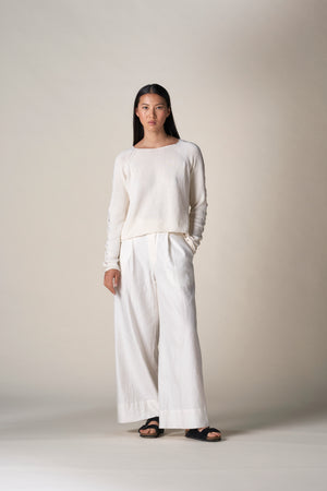 Full Tailored Pant Linen / Cotton White