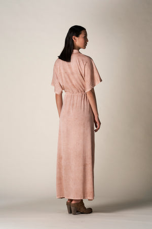 Silk Long Kimono Dress Terracotta