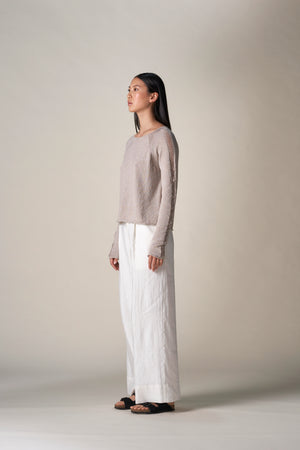 Cropped Undone Sweater Marmo / White