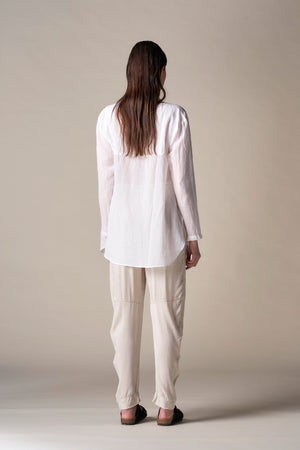 Gathered Shirt Voile White