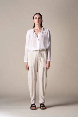 Gathered Shirt Voile White