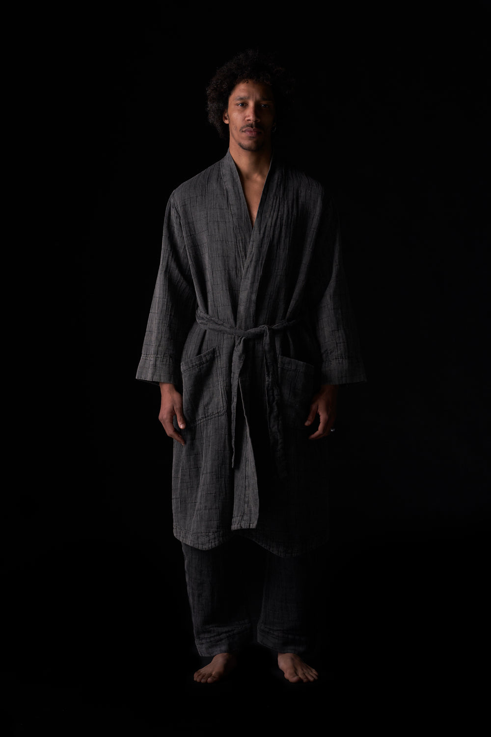 Jacquard Home Coat Washed Black