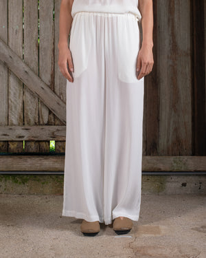 High Waist Pant Stretch Silk White