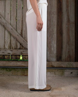 High Waist Pant Stretch Silk White