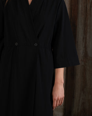 Kimono Sleeve Coat Dress Crepe Black