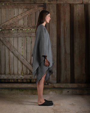 Short Wearable Blanket Cashmere and Hemp Powdered Charcoal