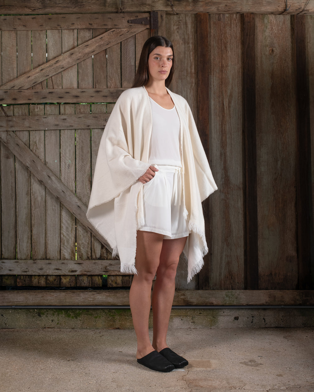 Short Wearable Blanket Cashmere Hemp Dye-less