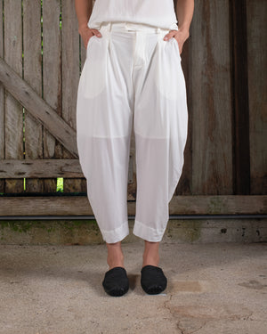 Tailored Curve Pant Silk Crepe White