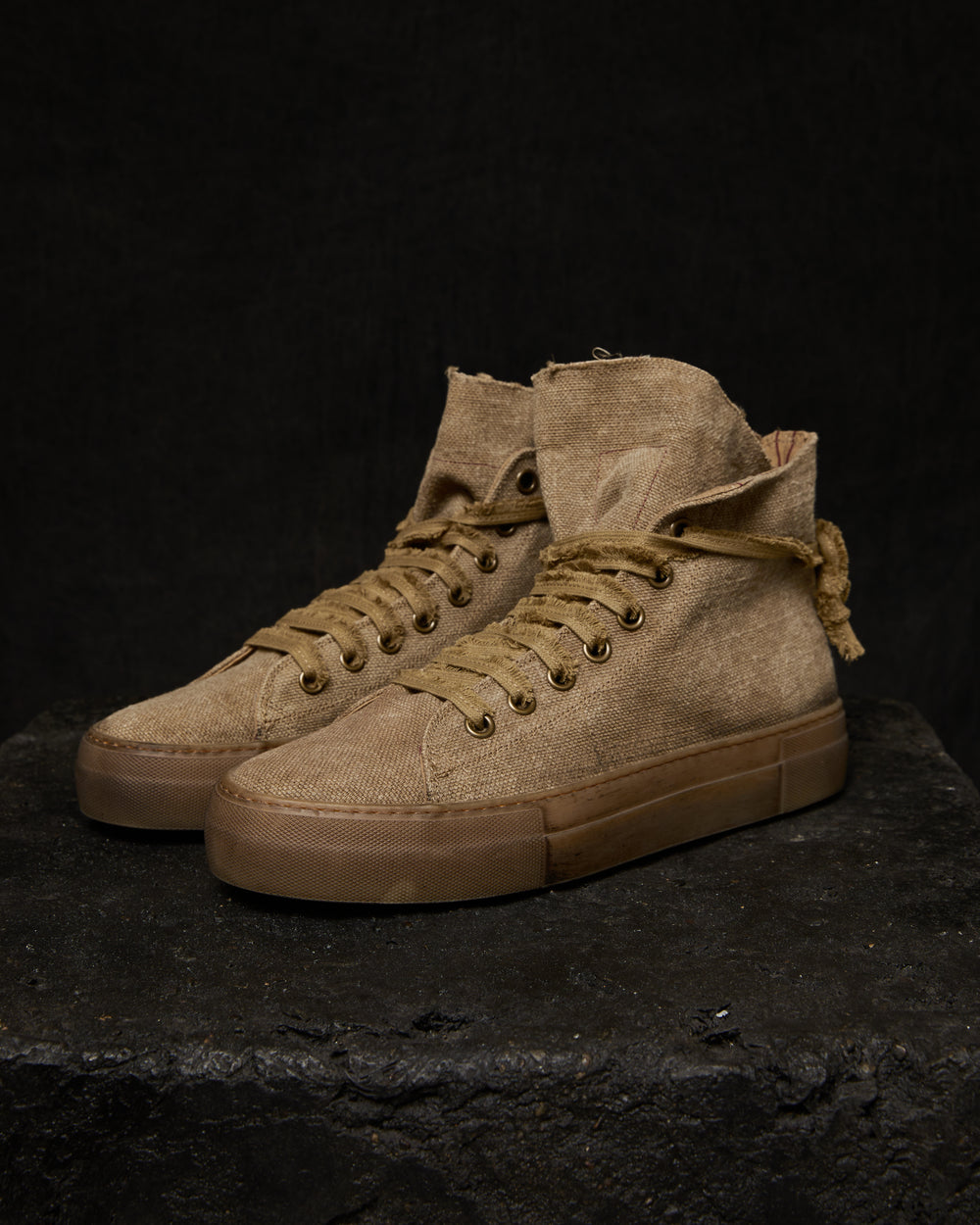 Mens High Tennis Canvas Shoes Tan