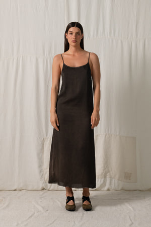 Anaya Dres Silk CH Dark Brown