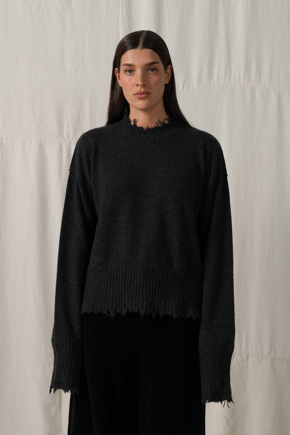 Long SLV Top Cashmere Dark Grey