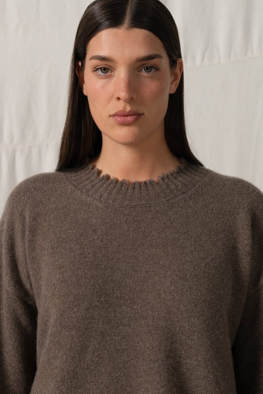 Long SLV Top Plain Cashmere Brown