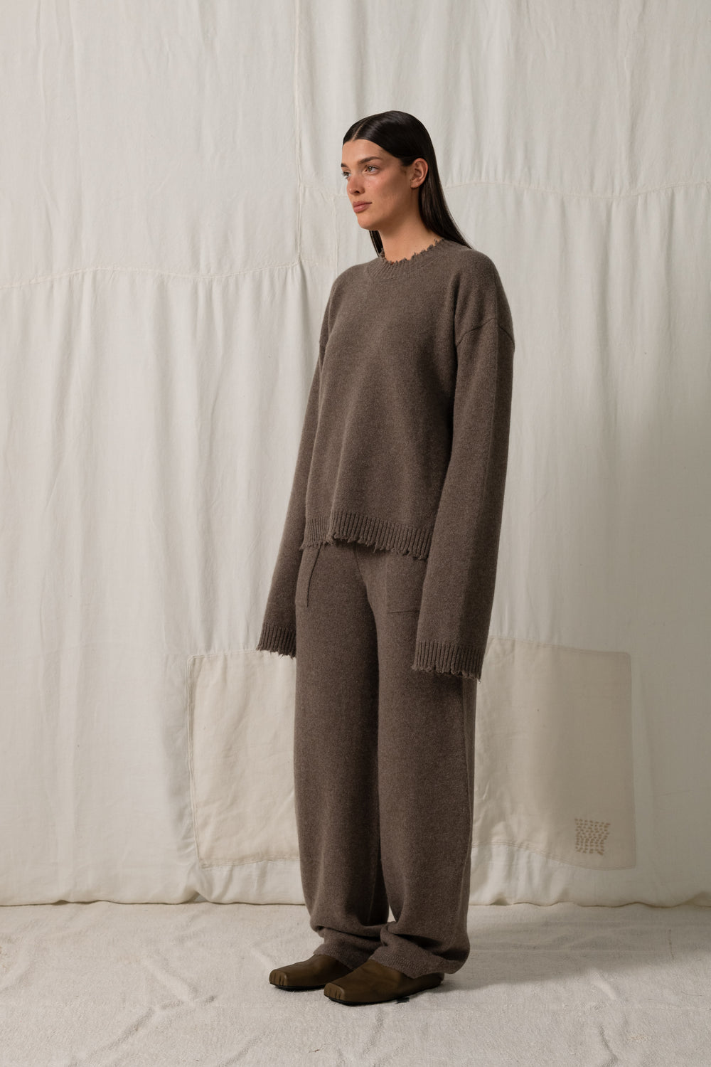 Long SLV Top Plain Cashmere Brown