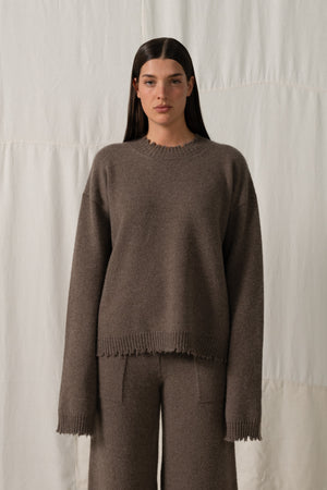 Long SLV Top Plain Cashmere Brown