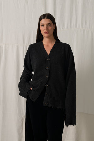 Over Cardigan Cashmere Dark Grey