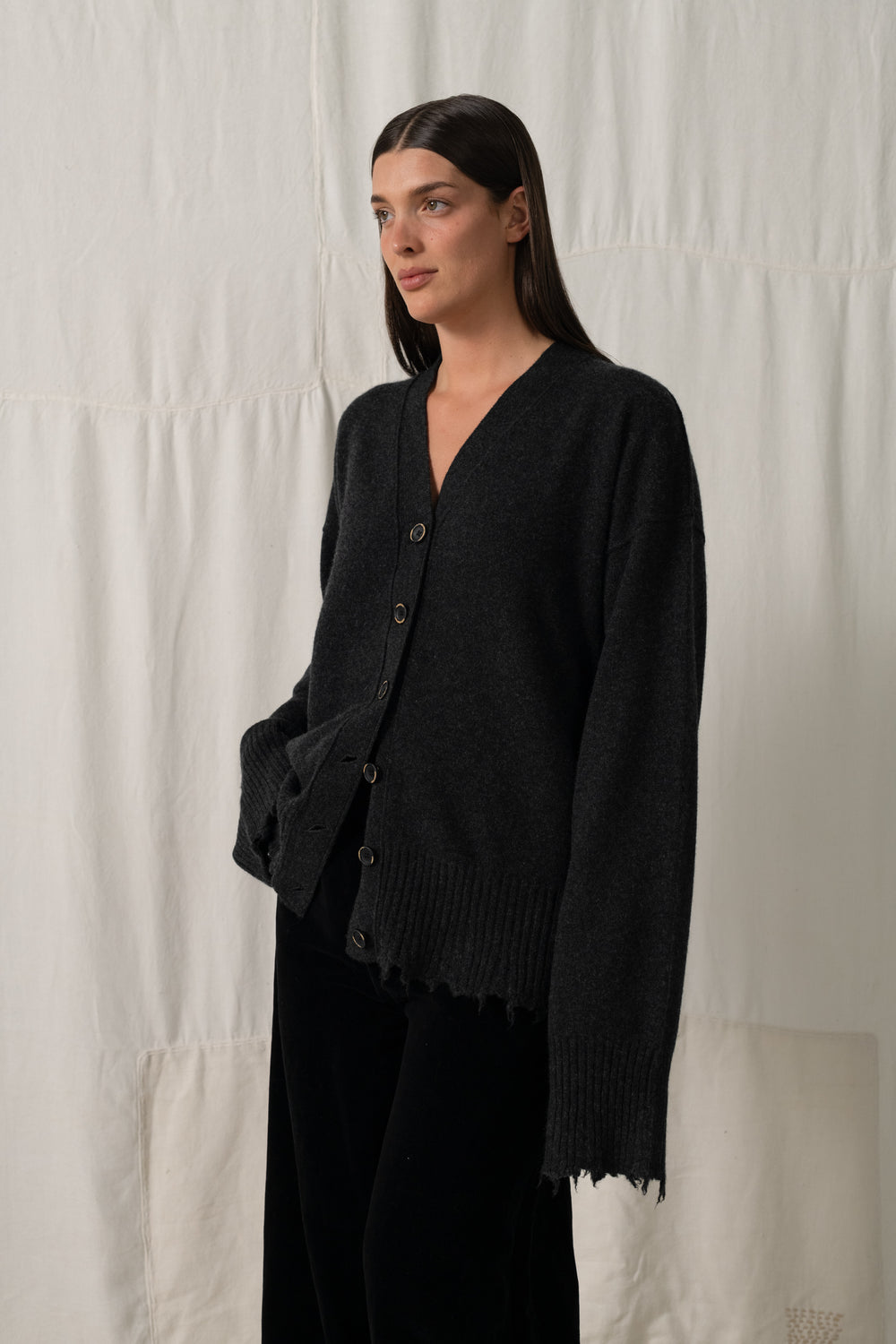 Over Cardigan Cashmere Dark Grey