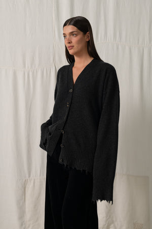 Over Cardigan Cashmere Dark Grey