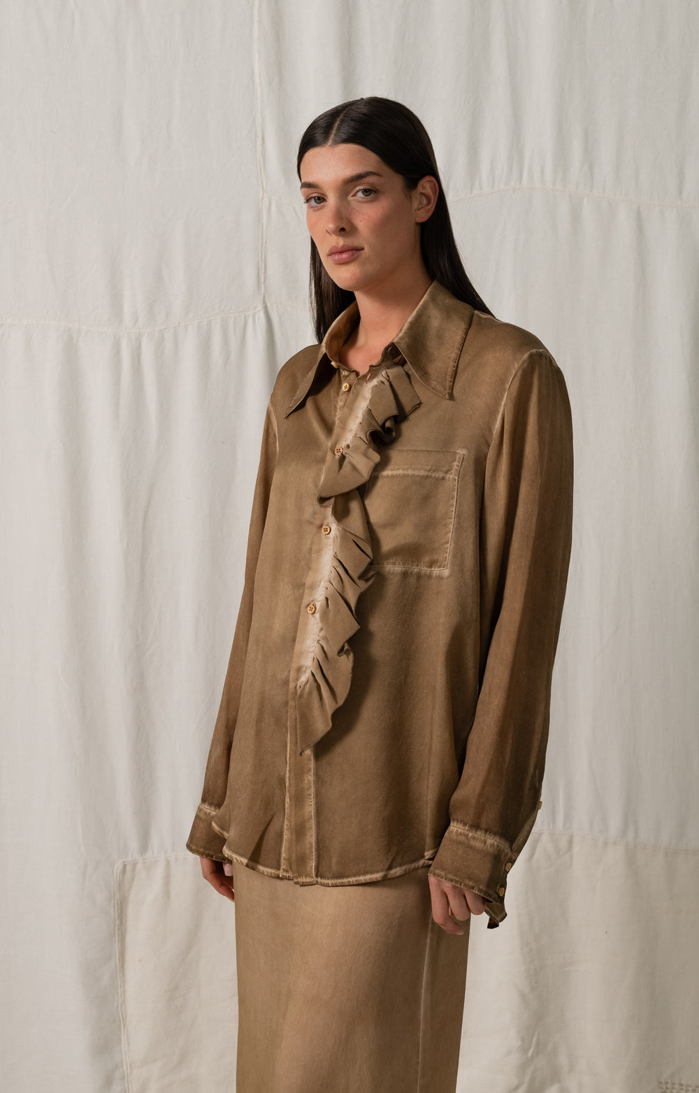 Trella Top Silk CH Tan