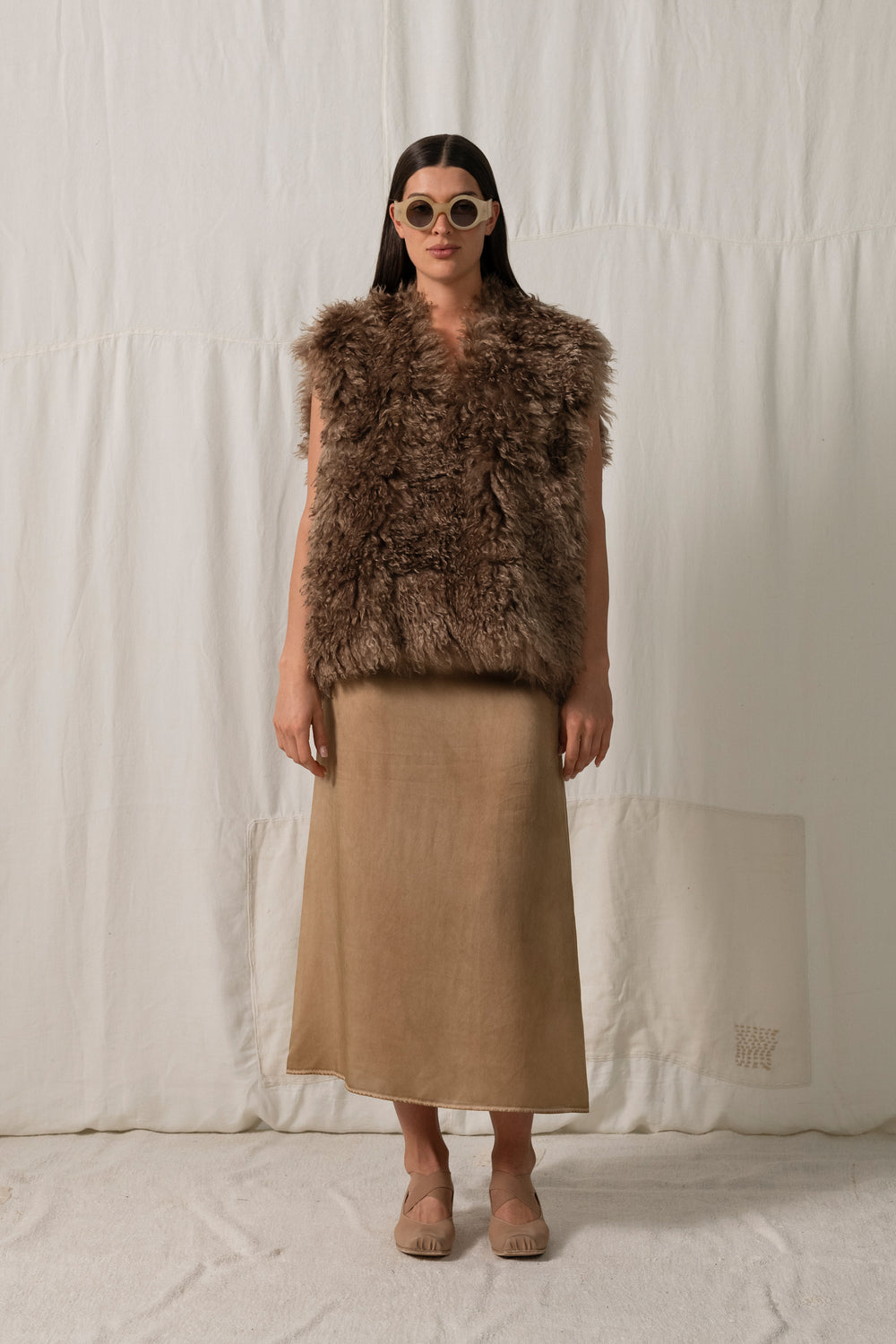 Truss Vest Fur Mustard